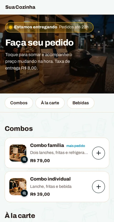 O cardápio no celular do cliente