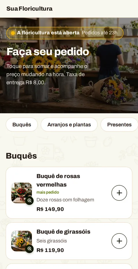 O catálogo no celular do cliente
