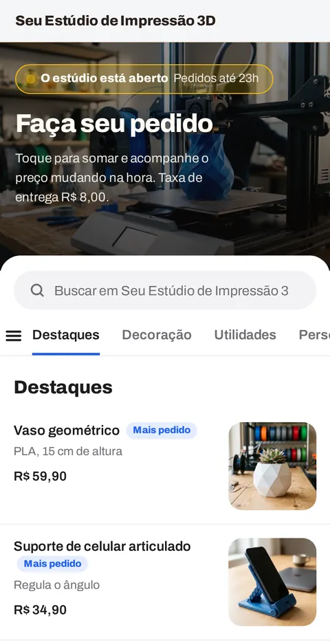 O catálogo no celular do cliente