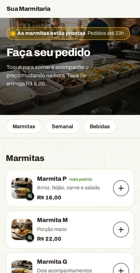 O cardápio no celular do cliente