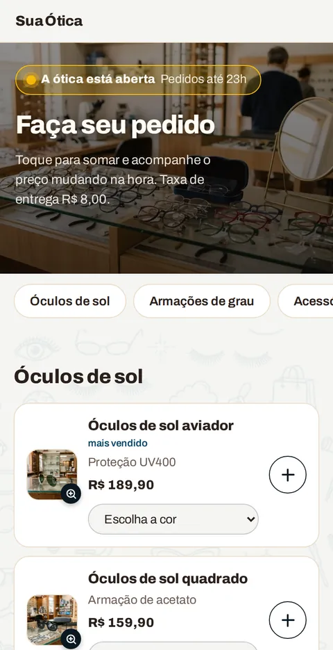 O catálogo no celular do cliente