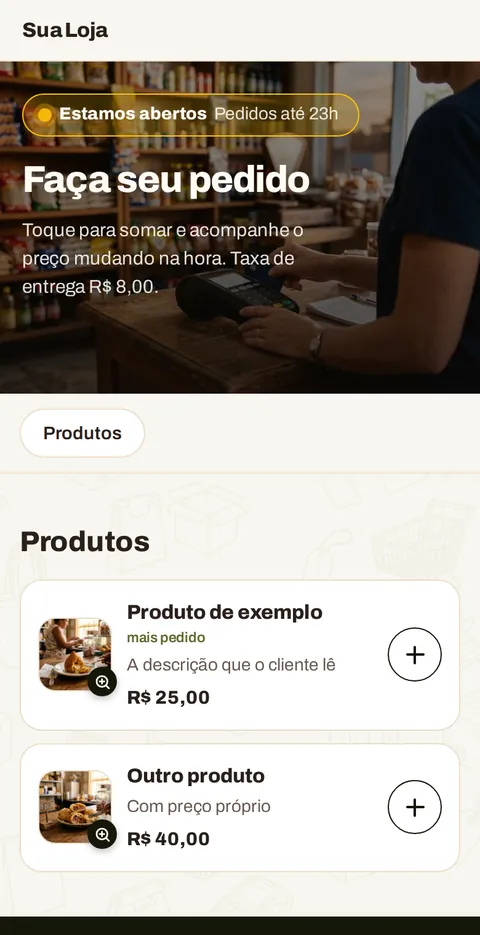 O catálogo no celular do cliente